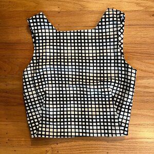 White & Black Open Back Sleeveless Top